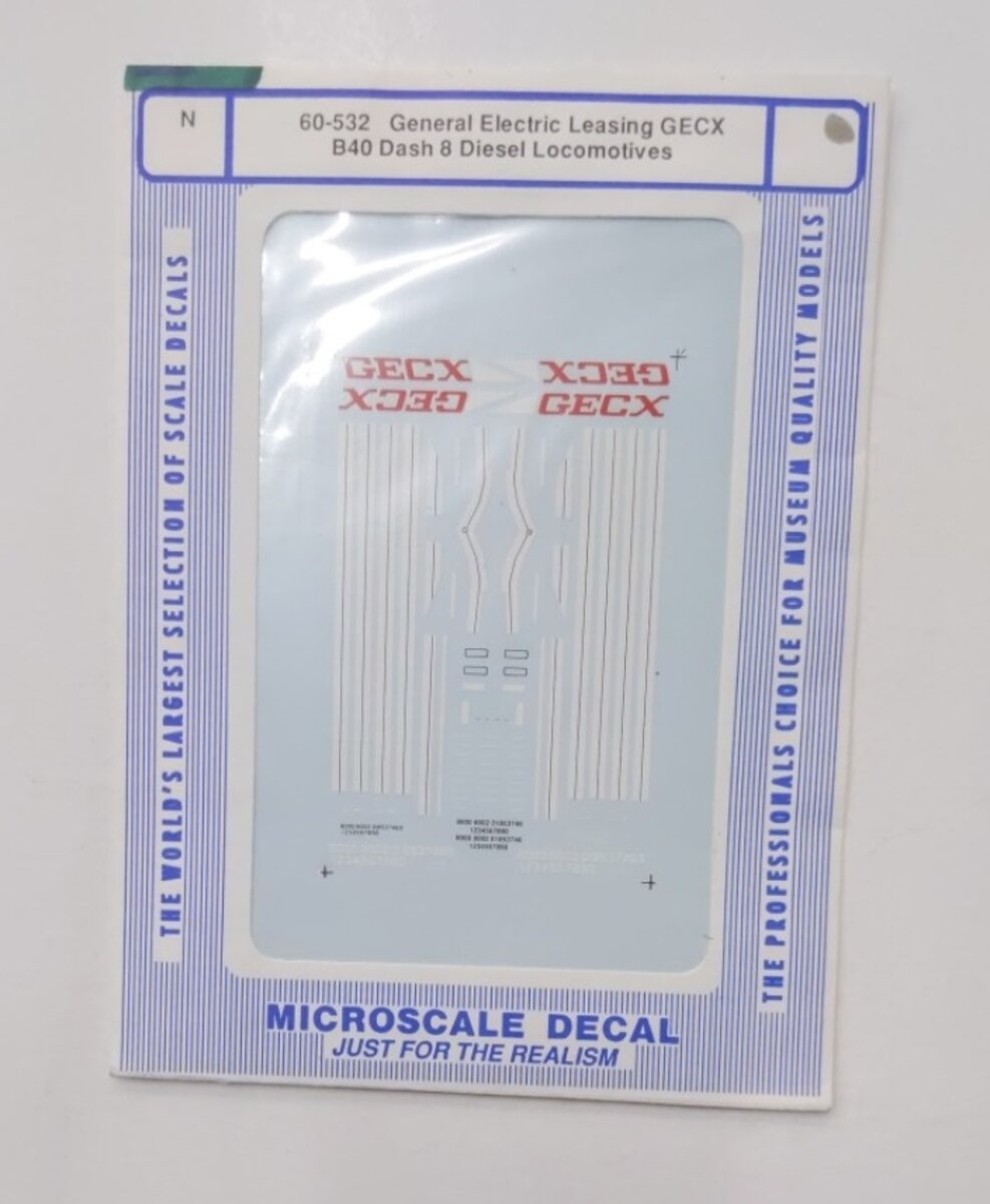 Microscale 60-532 N General Electric Leasing GECX Diesels Waterslide Decal Sheet