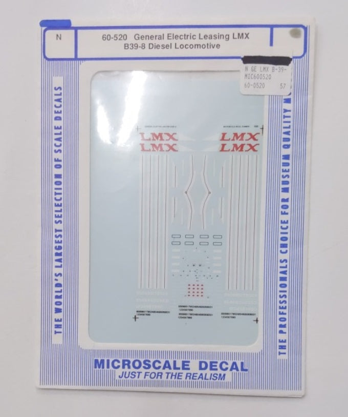 Microscale 60-520 N General Electric Leasing LMX Diesels Waterslide Decal Sheet
