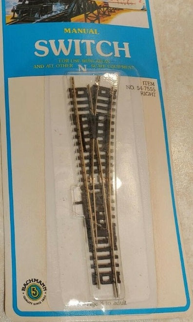 Bachmann 54-7555 N Right Hand Manual Switch Turnout