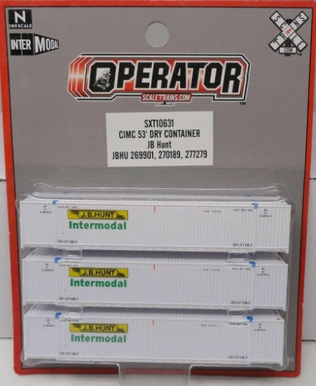 Scale Trains SXT10631 N J.B. Hunt Intermodal 53' Cointainer (Pack of 3)