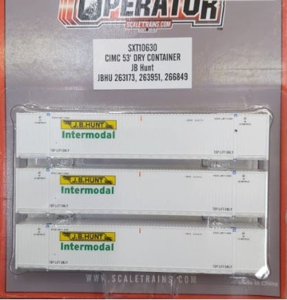 Scale Trains SXT10630 N CIMC53' Dry Container J.B. Hunt (Pack of 3)