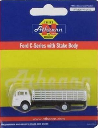 Athearn 10060 N White Ford-C W/Stake Body