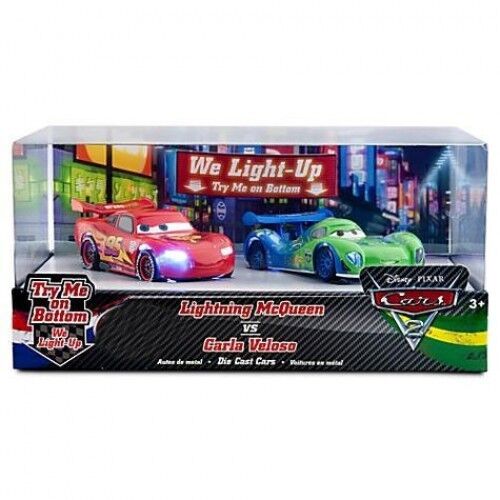 Disney Pixar Cars 2 McQueen vs Veloso Light Up Diecast Cars Set