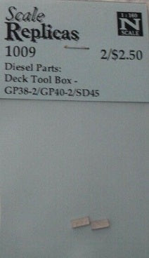 Scale Replicas 1009 N Diesel Parts Deck Tool Box GP38-2/GP40-2/SD45 (Bag of 2)