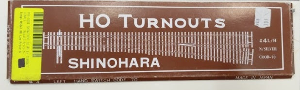 Shinohara Track HO N70 #4 Left Hand Switch Turnout