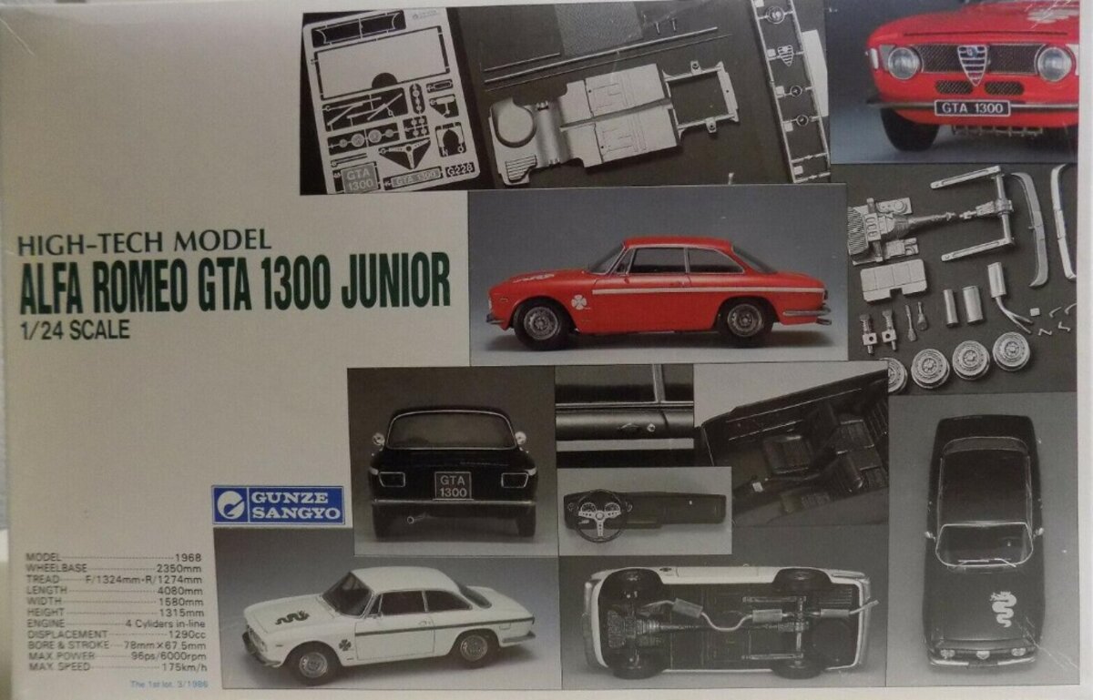 Gunze G-228:3800 G Alfa Romeo GTA 1300 Junior High-Tech Model Kit