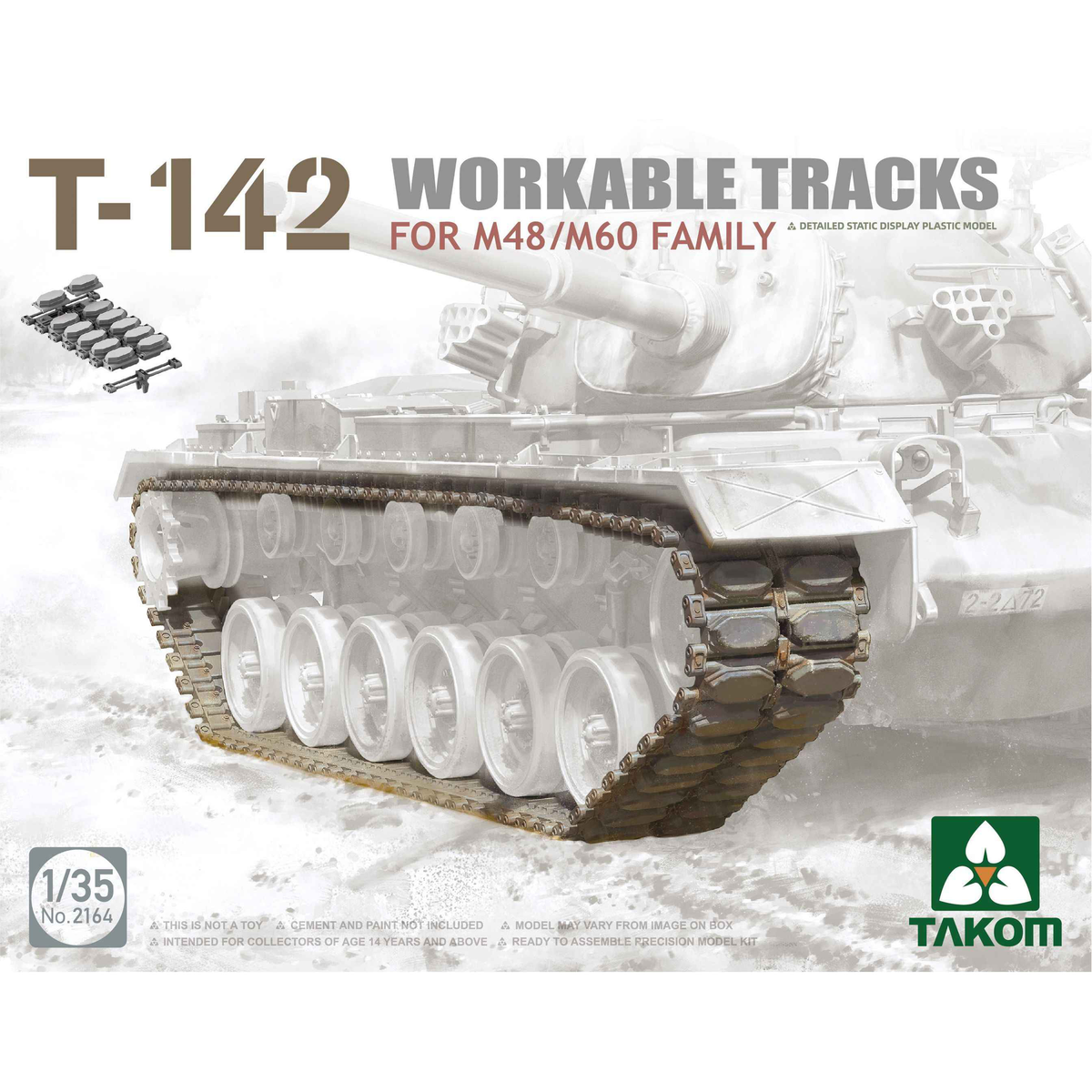 Takom 2164 1:35 T-142 Workable Tracks for M48/M60 Family Plastic Model Kit