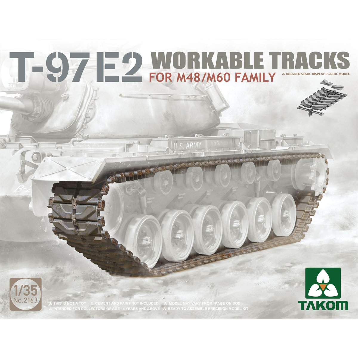 Takom 2163 1:35 T-97E2 Workable Tracks for M48/M60 Family Plastic Model Kit