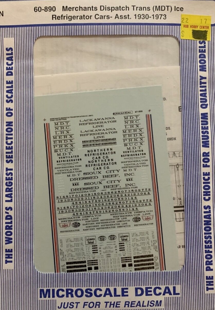 Microscale 60-890 N Mercahants Despatch MDT40" Refrigerator Cars 1930-1968 Decal