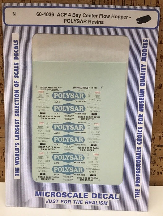 Microscale 60-4036 N ACF 4 Bay Center Flow Hopper-POLYSAR Resins Decal