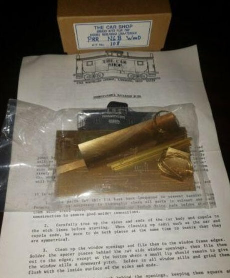 The Car Shop 108 HO Brass Kit For The Railroad Craftsman PRR N6B Wood Caboose