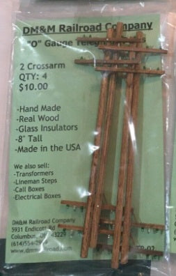 DM&M Railroad Company TP-02 O Telegraph Poles (Pack of 4)