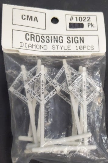 Tichy 1022 HO Scale Crossing Sign Diamond Style Railroad Crossing (Pack of 10)