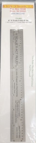 N Scale of Nevada TS-003 N 6" X-Act Stainless Steel Ruler