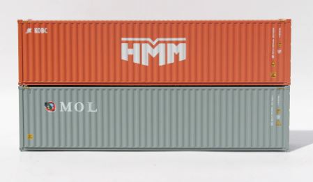 JTC Model Trains 405809 N 40'HC Containers MIX PACK HMM&MOL (Pack of 2)