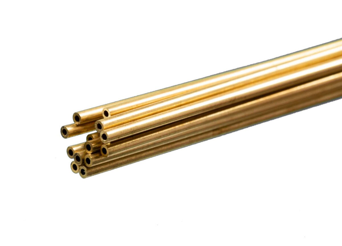 K&S 3920 2mm x 0.45mm x 1000mm Round Brass Tube (Pack of 5)