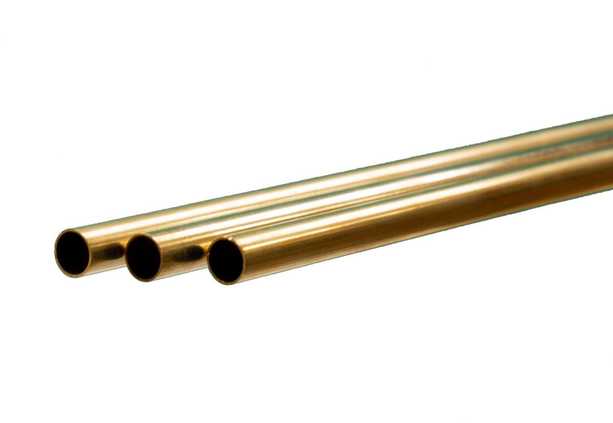 K&S 3927 9mm x 0.45mm x 1000mm Round Brass Tube (Pack of 3)