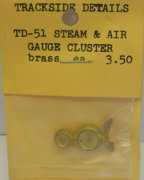 Trackside Details TD-51 G Scale Steam & Air Gauge Cluster Brass