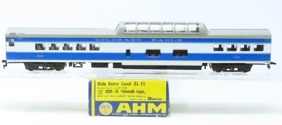 AHM 6505 HO Colorado Eagle 85' Vista Dome Coach Car #896