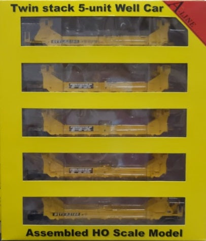 A-Line 47601-01 HO Twin Stack Container Car # 63119 TTX5-Unit Well Car(Box of 5)