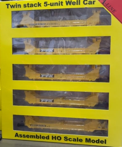 A-Line 47601-02 HO TTX Yellow Twin Stack Container Car #63236 (Box of 5)