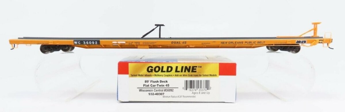 Walthers 932-40307 HO Flush Deck Flat Car-Twin 45 Wisconsin Central #36092