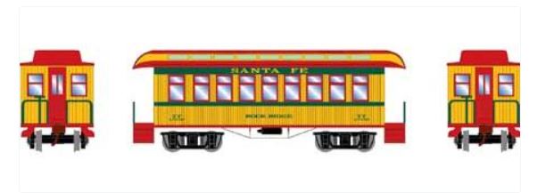 Athearn 12400 N ATSF 34'''' Old Time Overton Passenger Car #77