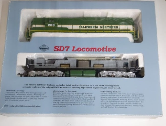 Proto 2000 200 HO Grn/Wht California Northern SD7 #200 Diesel Loco Special Run