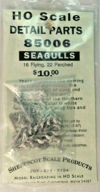 Sheepscot Scale Products 85006 HO 16 Flying & 22 Perched Sea Gulls Detail Parts
