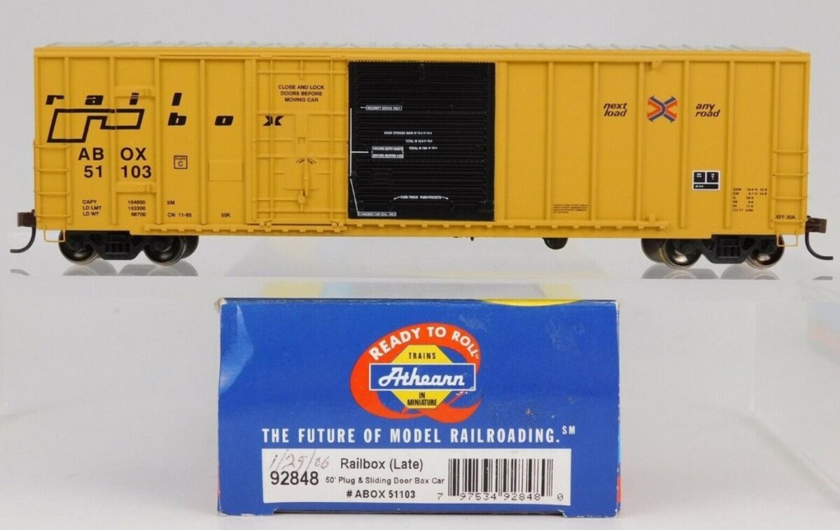 Athearn 92848 HO Railbox Late 50' Plug & Sliding Door Box Car # 51103