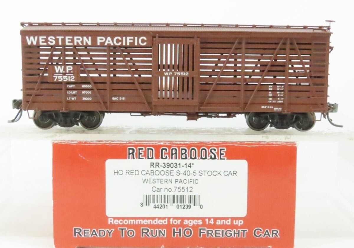 Red Caboose RR-39031-14 HO S-40-5 Stock Car Western Pacific Car # 75512