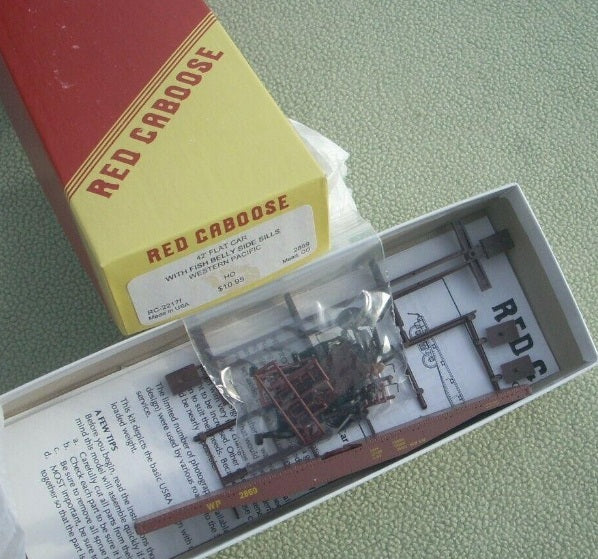 Red Caboose RC-2217f HO 42' Flat Car W/Fish Belly Side Sills Western Pacific Kit