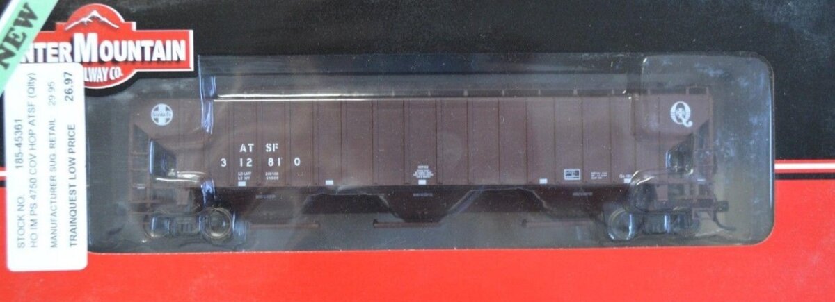 InterMountain 45361-02 HO 4750' Cubic 3-Bay Covered Hopper ATSF-Q Car # 312810