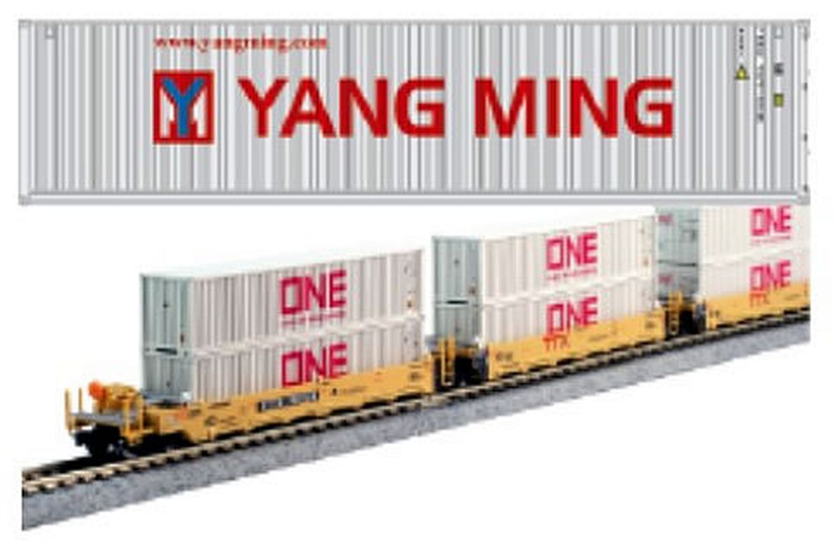 Kato 106-6213 N TTX 5-Unit MAXI-I Well Car with Yat Ming Containers (Pack of 5)