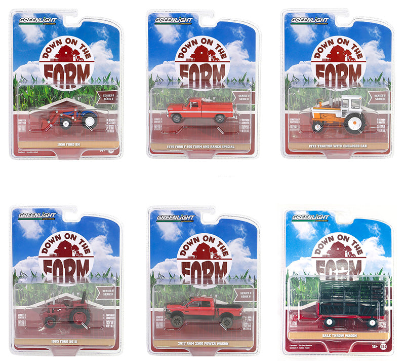 Greenlight Collectibles 48080-CASE 1:64 Down on the Farm Series 8 (Pack of 6)