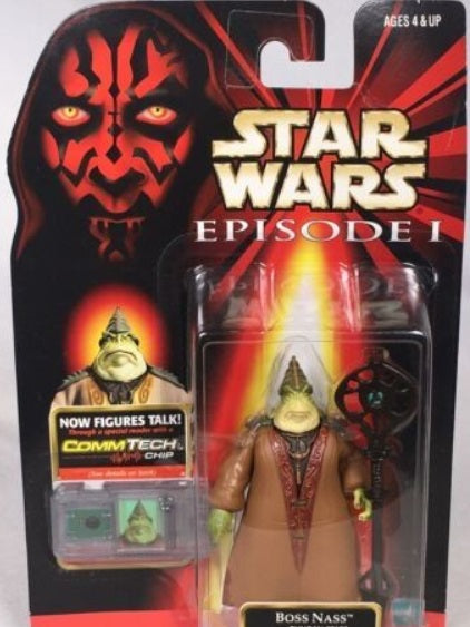 Hasbro Boss Nass W/ Gungan Staff CommTech Chip Star Wars Episode I Talk Figures