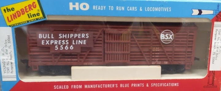 Lindberg HO Bull Shippers Express Line Stock Car # 5566