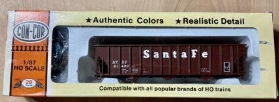 Con-Cor 0001-019308 HO Santa Fe 12 Panel 100 Ton Coal Hopper W/Load