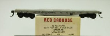 Red Caboose RC-2264-1 HO Santa Fe MOW-Silver 42'Flat Car W/Fish Belly Side Sills