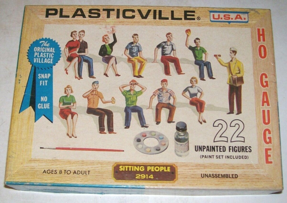 Plasticville 2914 HO Sitting People Set Unpainted Figures (Box of 22)