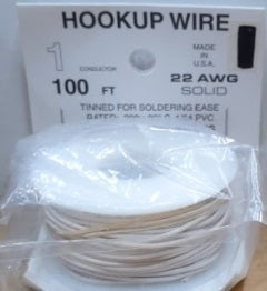 Wire Works H12201100 HO/N/O White 100 Ft Hookup Wire 22 AWG 1 Conductor