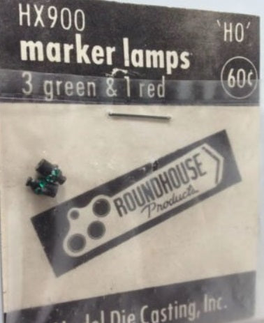 Roundhouse HX900 HO Marker Lamp 3 Green/1 Red (Bag of 2)