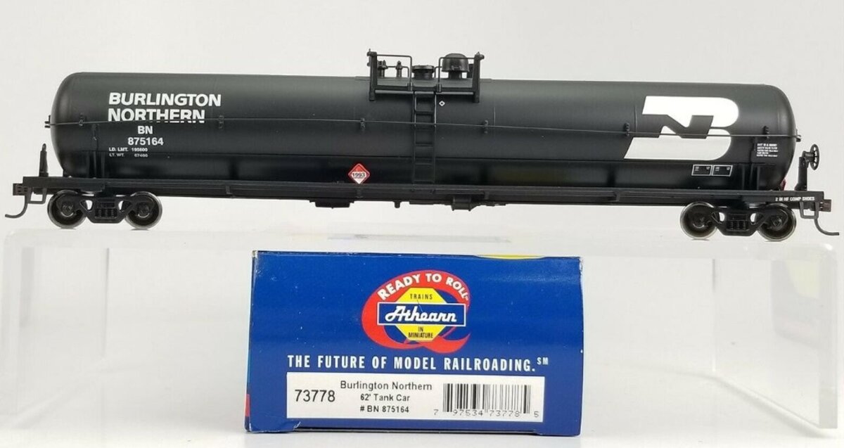 Athearn 73778 HO Scale Burlington Northern 62' Tank Car #875164