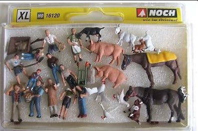 Noch 16120 HO Farm Workers and Animals With Accessories