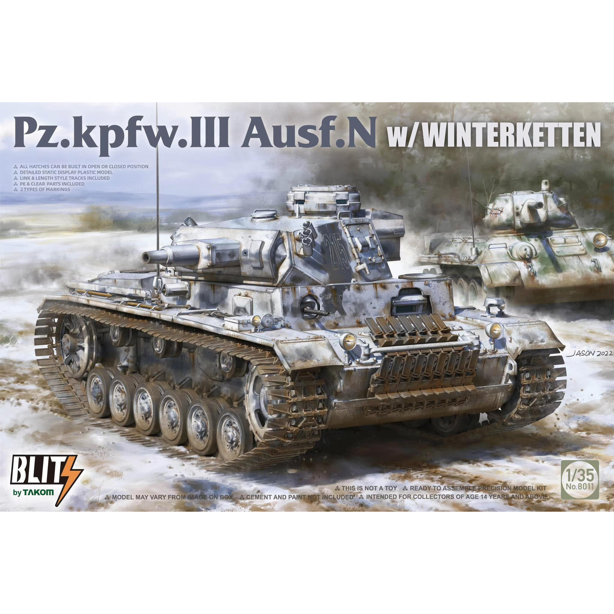 Takom 8011 1:35 Pz.Kpfw. Ill Ausf. N with Winterketten Military Tank Model Kit