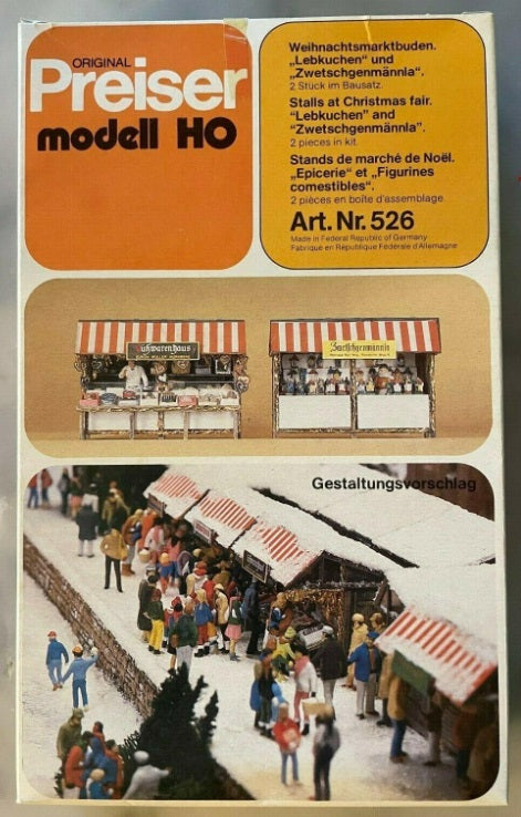 Preiser 519 HO Market Stalls 2 Pieces in Plastic Kit