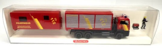 Wiking 6250343 HO Feuerwehr Fire Truck W/Emergency Container (Box of 4)