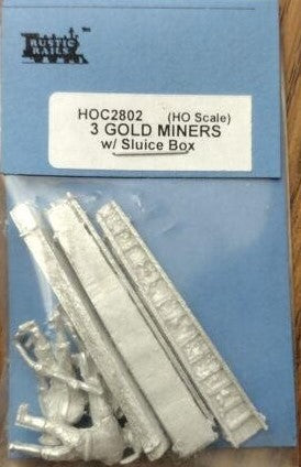 Rustic Rails HOC2802 HO Mining Series 3 Miners W/ Sluice Box (Set of 7)