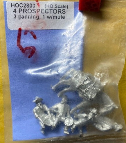 Rustic Rails HOC2800 HO Panning Prospectors  W/Mule (Pack of 5)