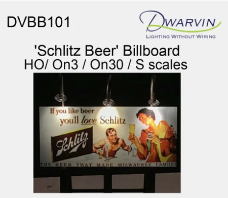 Dwarvin DVBB101-FA HO Assembled Fiber-Lit Schlitz Beer Billboard
